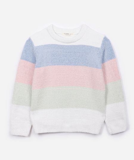 suéter infantil de tricot listrado com lurex colorido 4