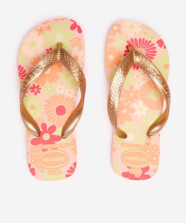 chinelo havaianas infantil floral rosa 23-24
