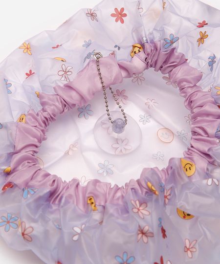 touca para banho floral lilás UNICO