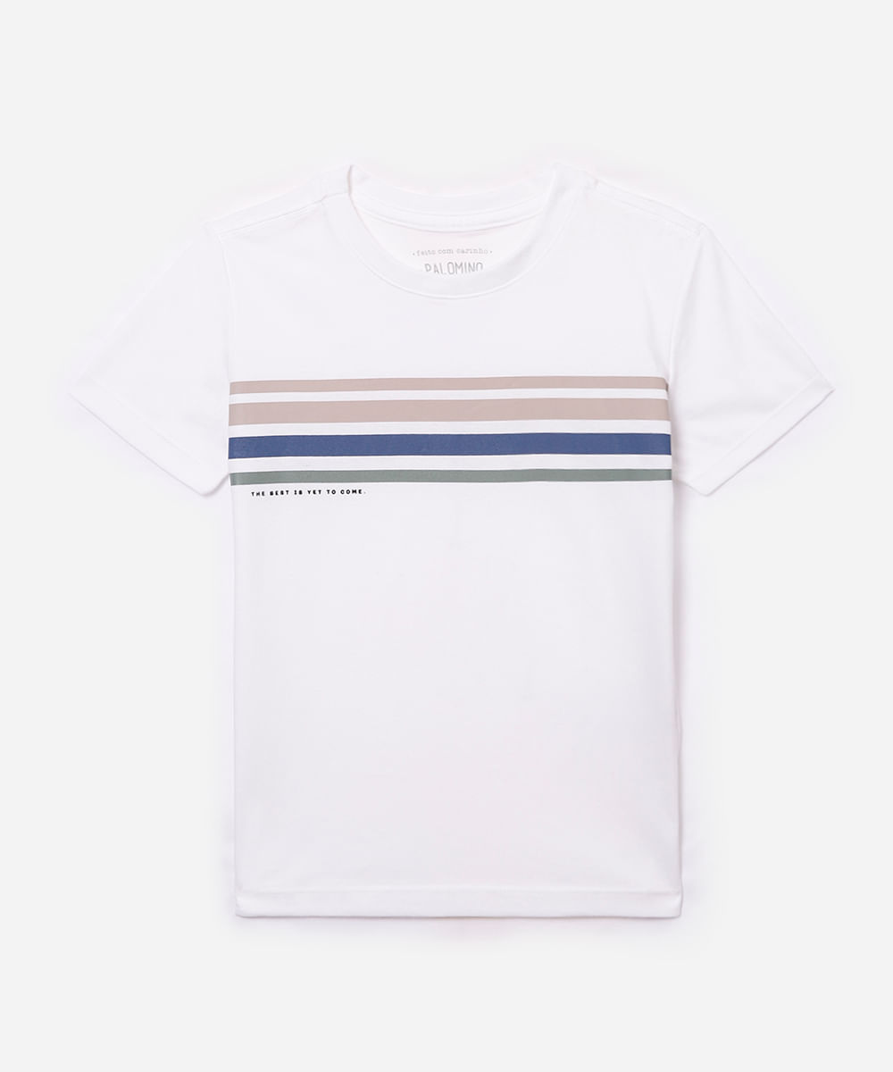 camiseta de algodão infantil listrada off white