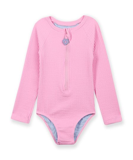 maiô de poliamida infantil texturizado rosa 8
