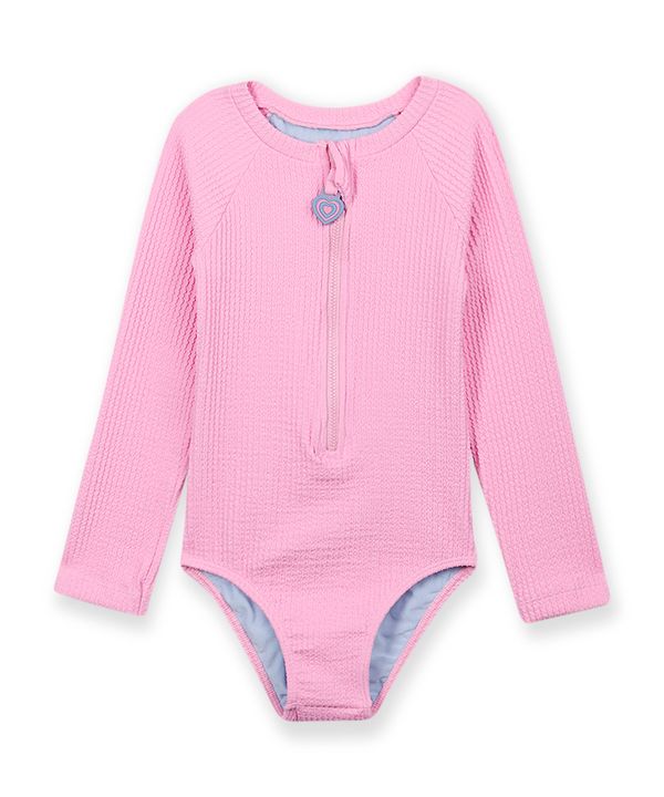 maiô de poliamida infantil texturizado rosa 6