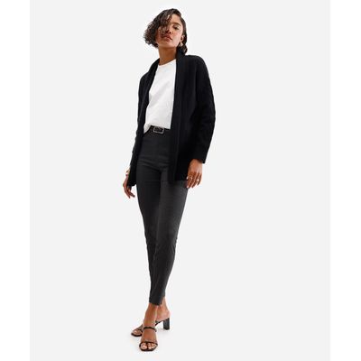 calça legging em jacquard pied de poule cinza