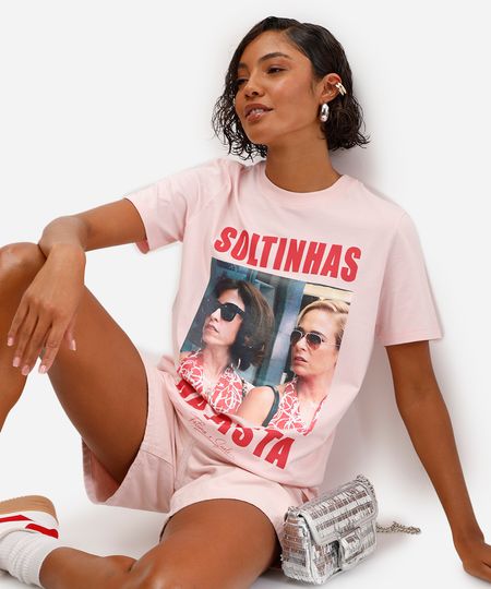 camiseta feminina de algodão tapas e beijos rosa G