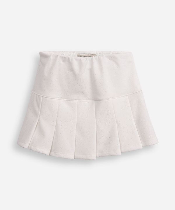 saia curta infantil plissada com glitter off white 6