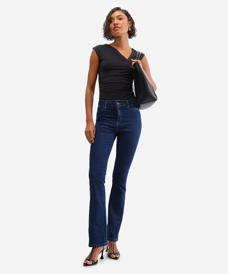 calça flare feminina jeans  sawary azul 42