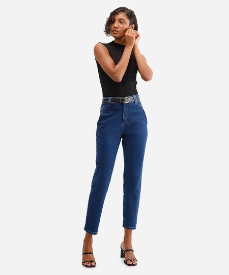 calça mom feminina jeans sawary azul 36 calça mom feminina jeans sawary azul 36