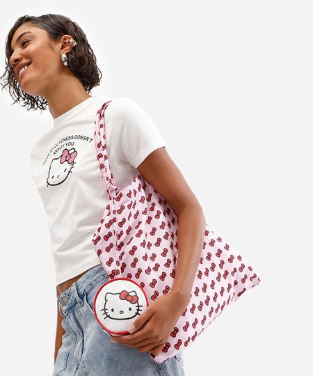 bolsa ecobag dobrável hello kitty rosa UNICO