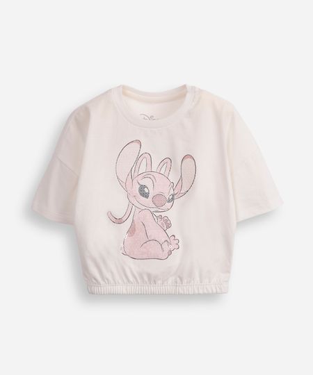 camiseta de algodão infantil angel com paetê off white 4 camiseta de algodão infantil angel com paetê off white 4