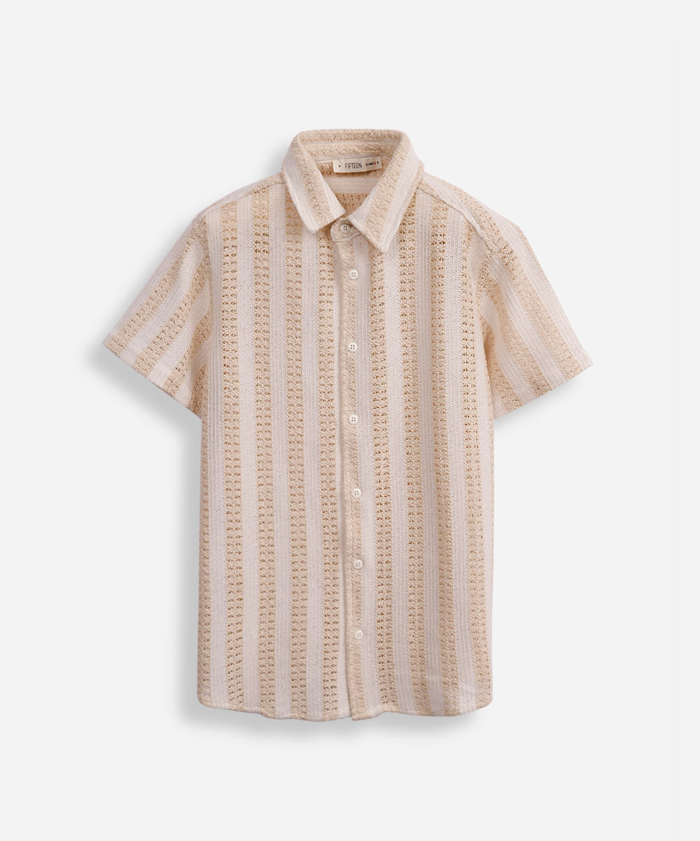 camisa de tricot juvenil texturizada off white