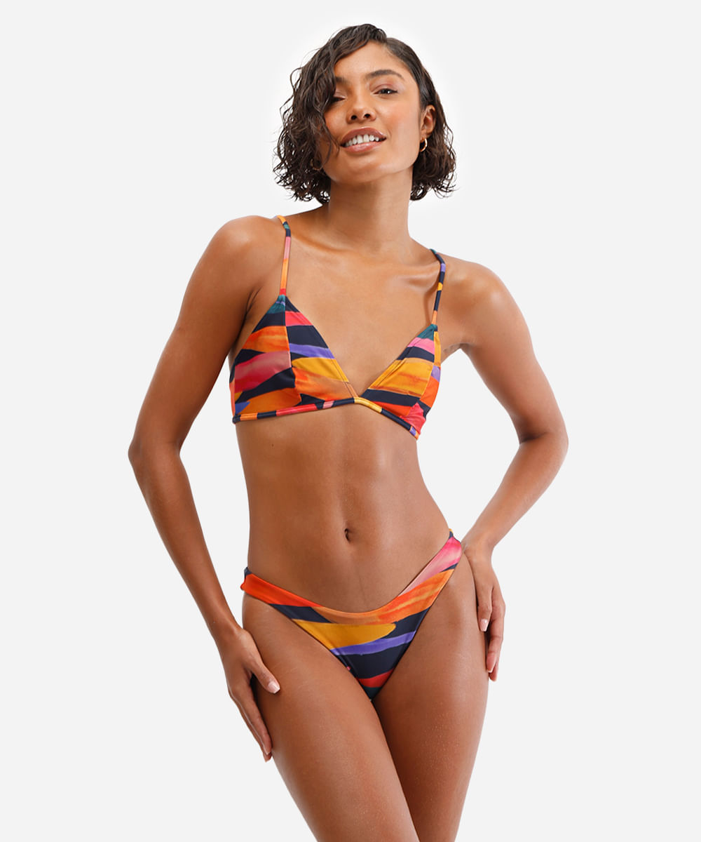 biquíni calcinha asa delta feminino estampado azul