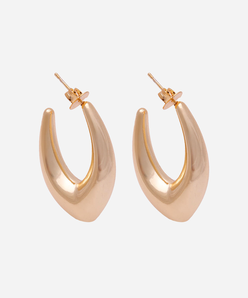 brinco feminino argola alongada dourado