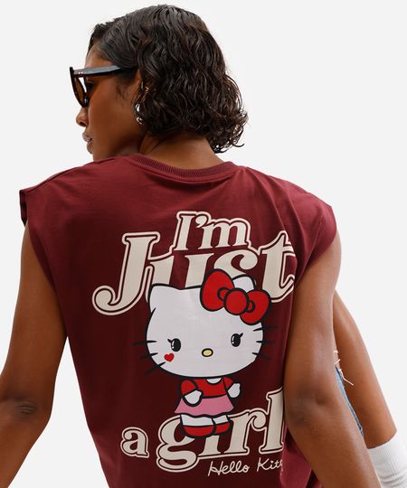 blusa muscle tee feminina hello kitty com brinde vinho P