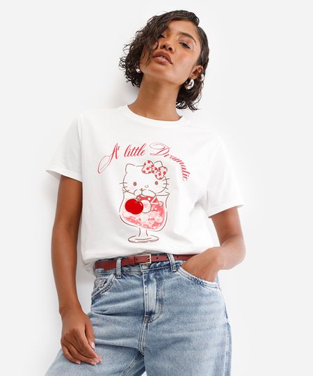 camiseta feminina hello kitty com brinde off white G camiseta feminina hello kitty com brinde off white G