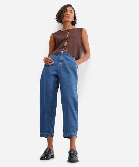 calça cenoura feminina jeans cós elástico azul 36 calça cenoura feminina jeans cós elástico azul 36