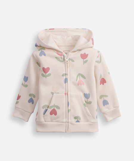 jaqueta de moletom infantil com capuz floral colorida 1