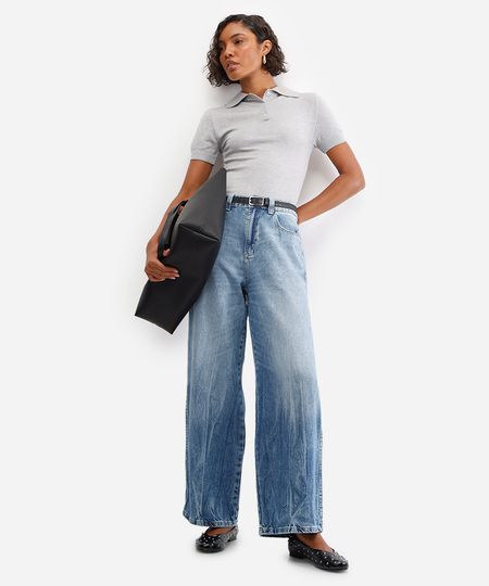 calça skater feminina jeans azul 36