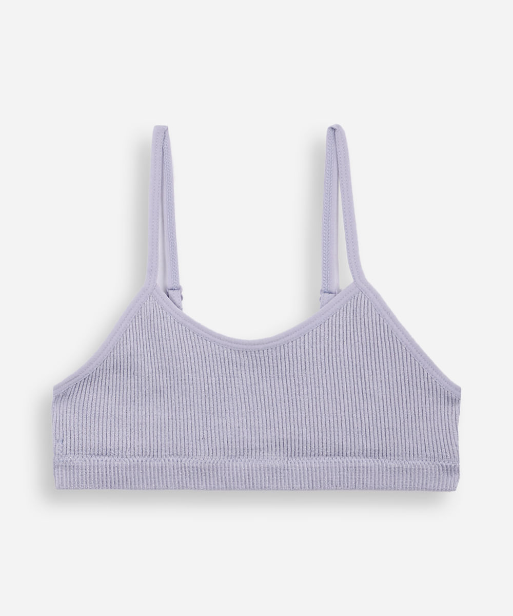 sutiã infantil lurex canelado lilás