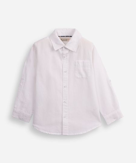 camisa de algodão infantil com martingale branca 4