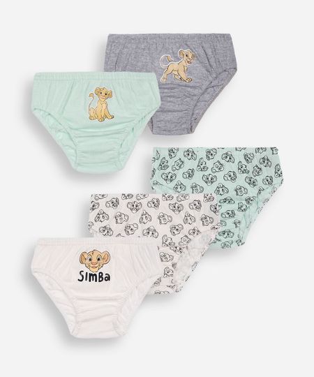 kit de 5 cuecas infantis de algodão simba colorido 8