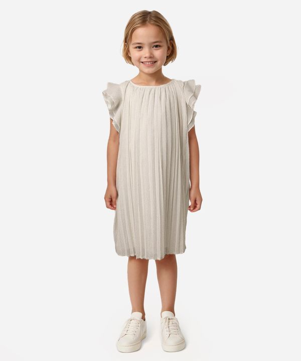 vestido infantil plissado poá com glitter off white 6