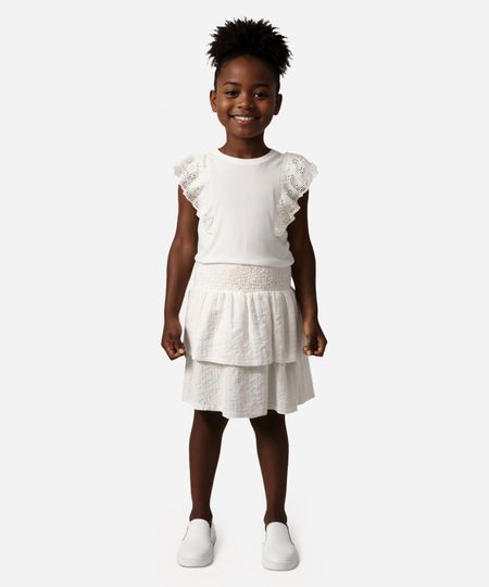 saia infantil com babados e lastex off white 4 saia infantil com babados e lastex off white 4