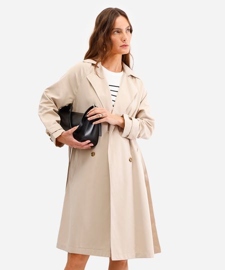 casaco trench coat feminino com amarração bege M