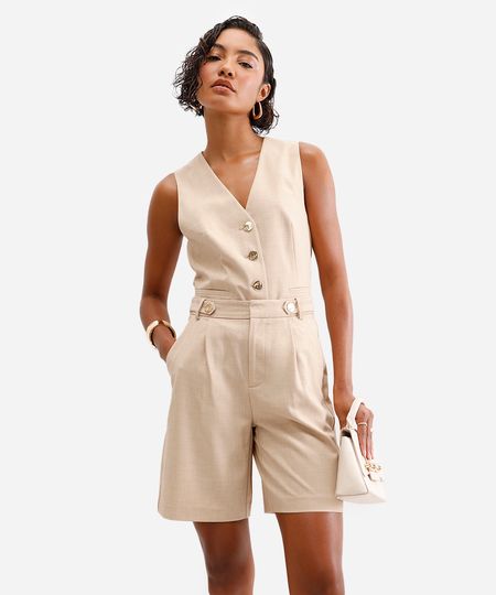 bermuda feminina de alfaiataria bege 36 bermuda feminina de alfaiataria bege 36