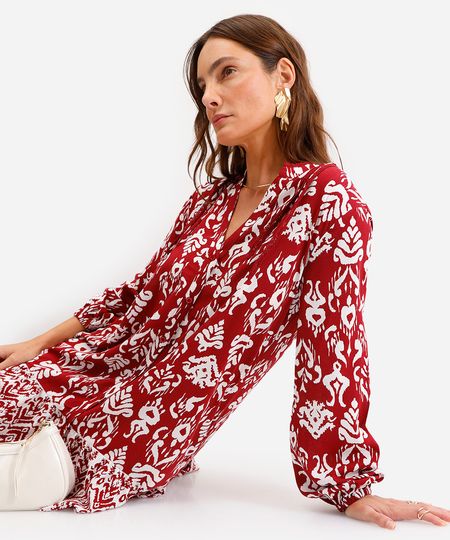 vestido curto feminino chemise estampado vinho PP vestido curto feminino chemise estampado vinho PP