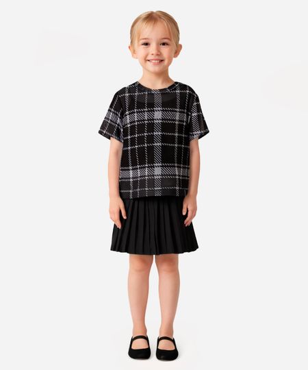 blusa de tule infantil xadrez  colorida 4