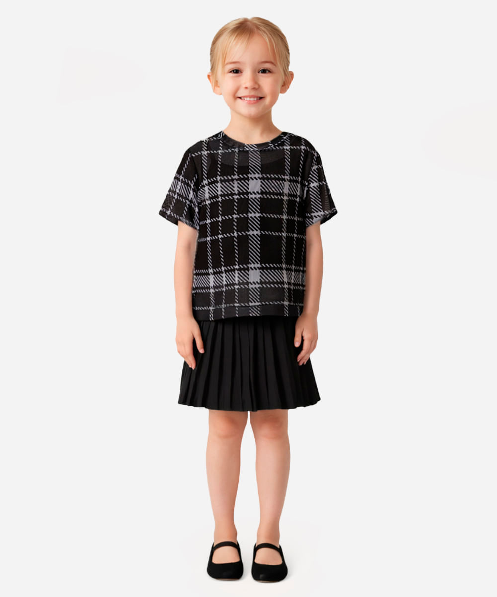 blusa de tule infantil xadrez colorida