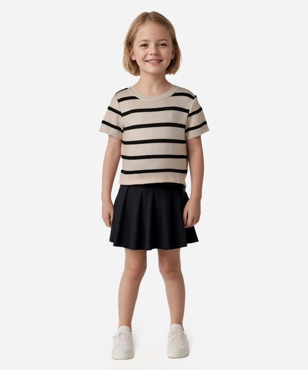 cropped de tricot infantil listrado preto 6