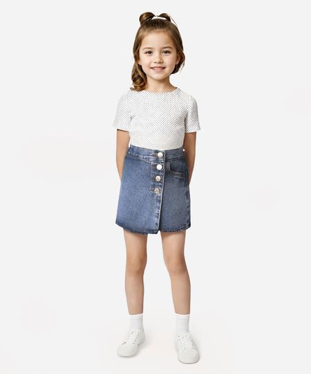 short saia infantil jeans transpassado azul 4 short saia infantil jeans transpassado azul 4