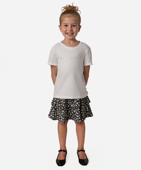 conjunto de algodão infantil floral off white 1