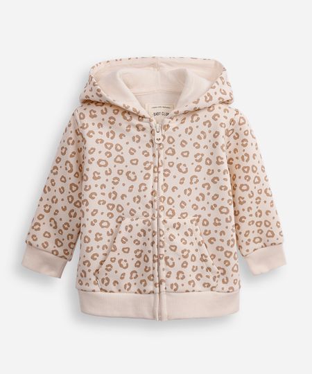 jaqueta de moletom infantil com capuz animal print bege 3 jaqueta de moletom infantil com capuz animal print bege 3