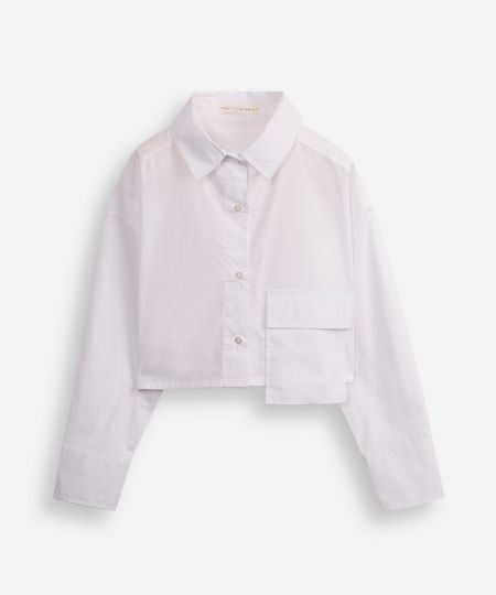 camisa de algodão juvenil com bolso deslocado off white 10