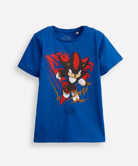 camiseta de algodão infantil sonic azul 1