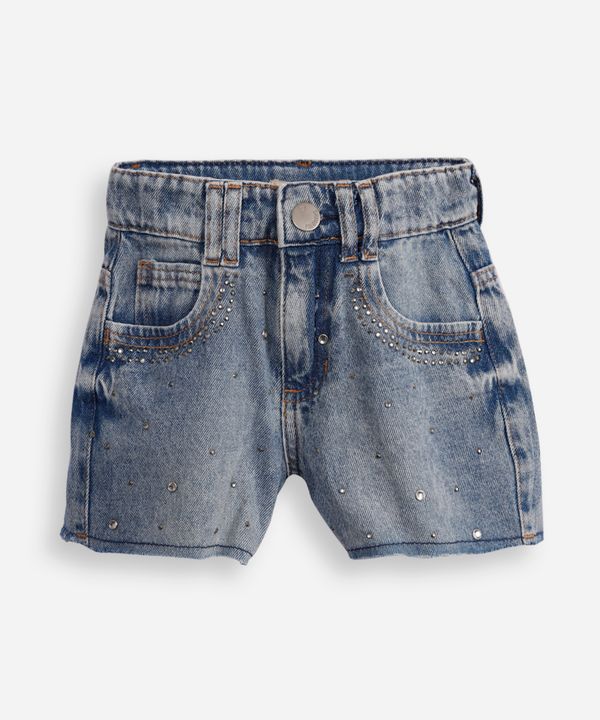short mom infantil jeans com brilhos azul 6
