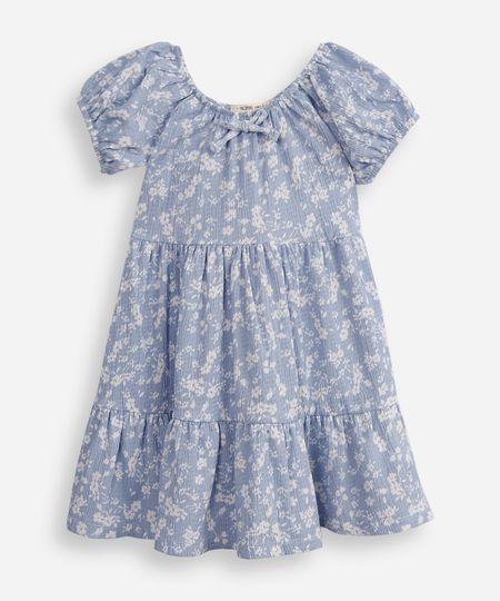 vestido infantil texturizado floral azul 8