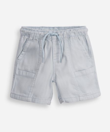 short reto infantil de sarja com recortes azul 4