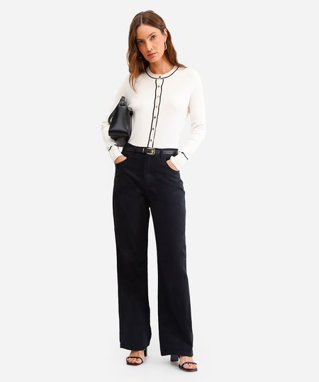 calça wide leg feminina de sarja preta 36