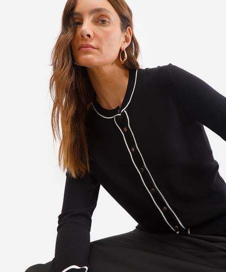 cardigan feminino de tricot preto P