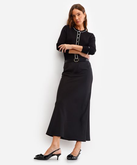 saia longa feminina evasê acetinada cós elástico preta 40 saia longa feminina evasê acetinada cós elástico preta 40