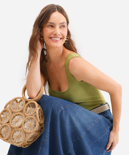 regata feminina de tricot decote quadrado verde PP regata feminina de tricot decote quadrado verde PP