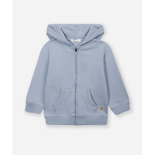 blusão infantil de moletom com capuz e bolso azul marinho - azul médio
