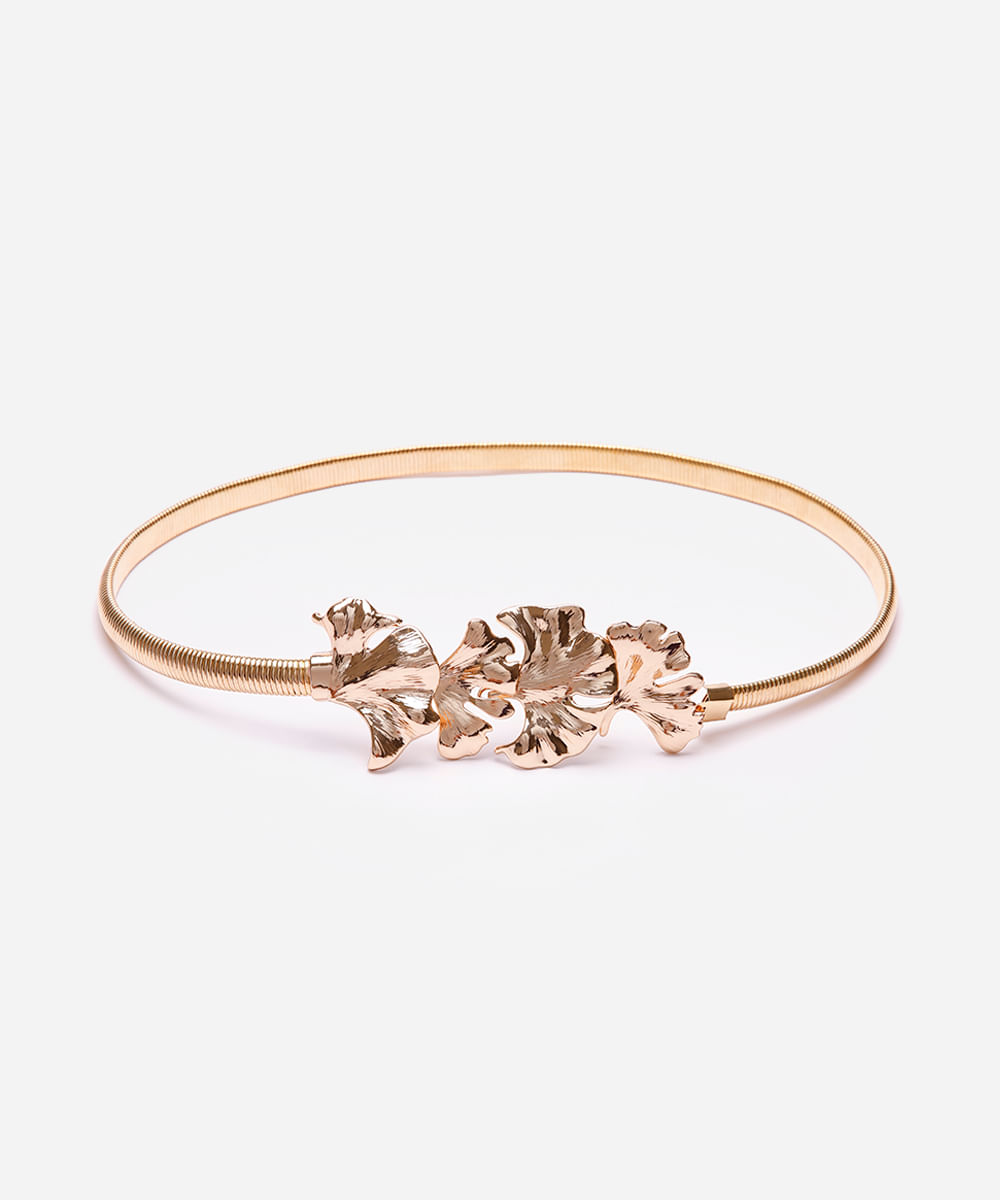 cinto de metal floral dourado