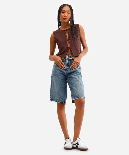 bermuda jorts feminina jeans destroyed azul 42 bermuda jorts feminina jeans destroyed azul 42