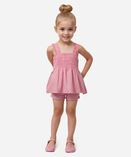 regata infantil texturizada com lastex rosa 4