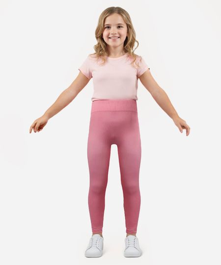 calça legging infantil de poliamida sem costura rosa 4