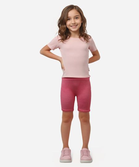 bermuda ciclista infantil canelada rosa 10